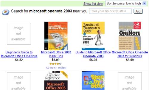 Froogle sort by price screen shot