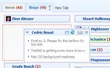 Netvibes showing drag-and-drop